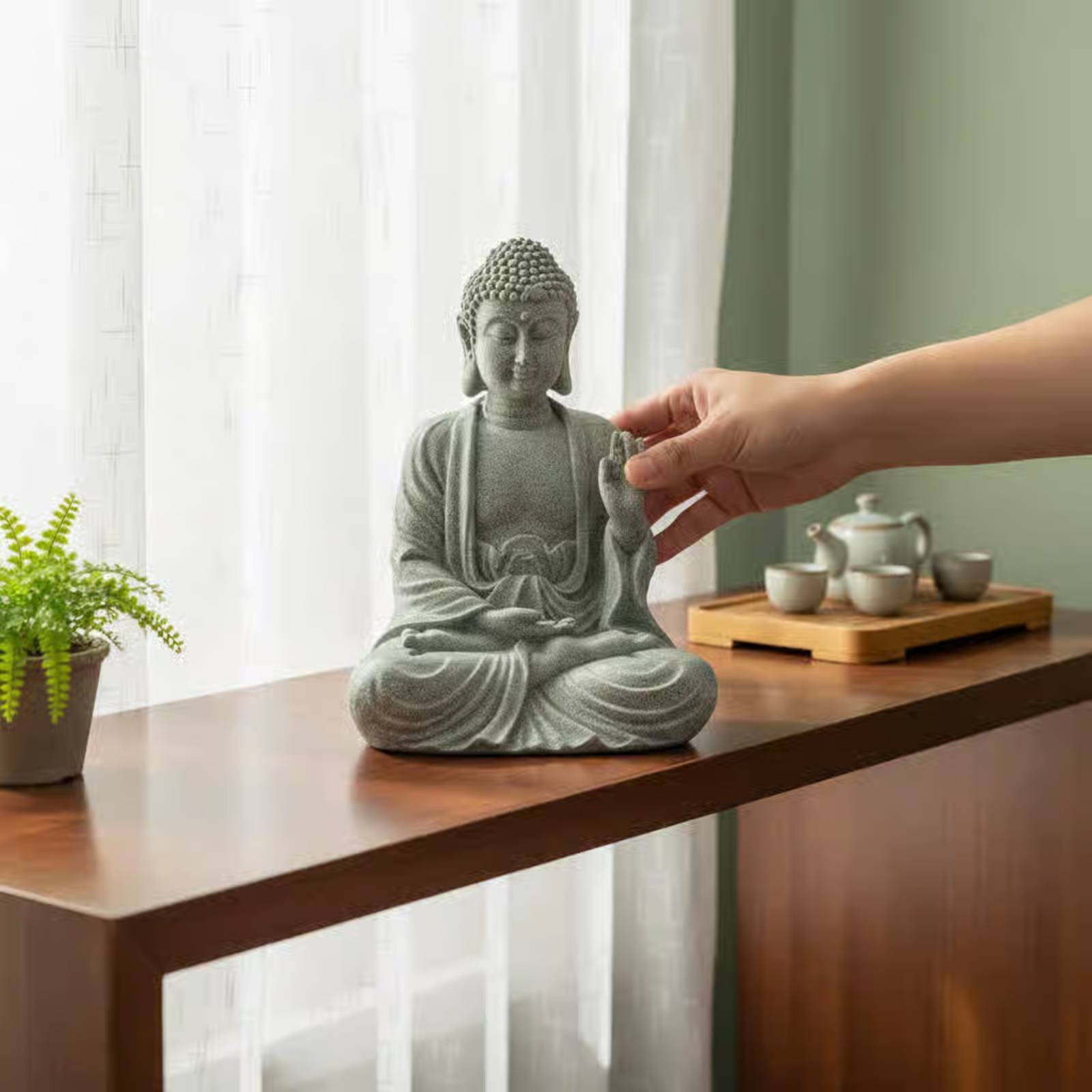 3 Pieces Stone Buddha Decor Te - Aquarium Decor recension och pris